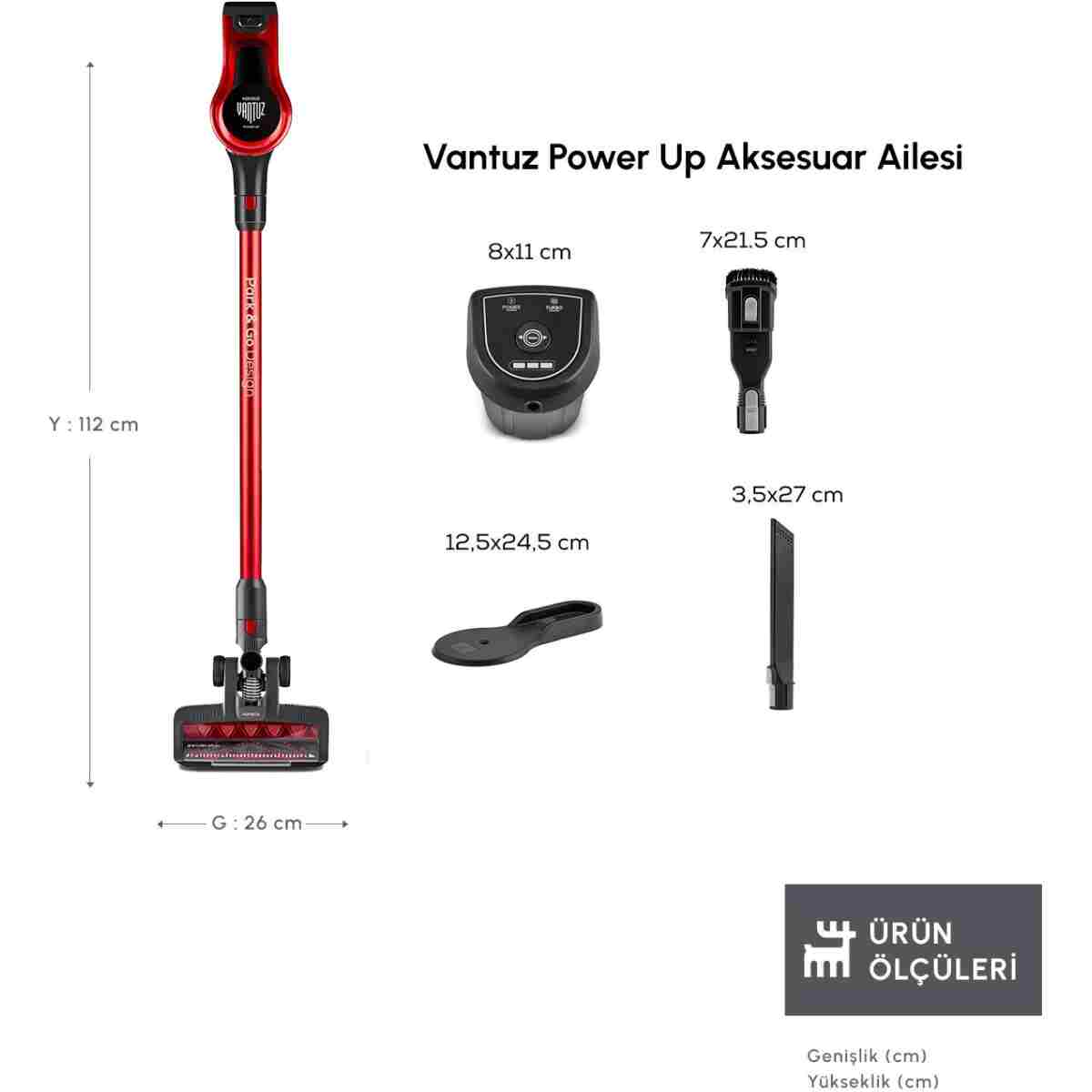 Karaca Vantuz Power Up Dikey Süpürge Imperial Red 350 W - Görsel 2
