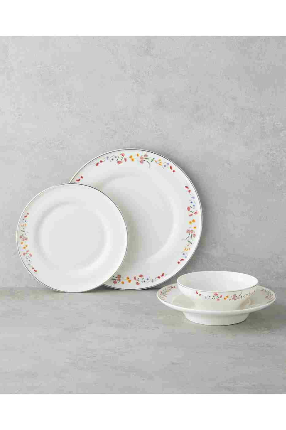 English Home Floral Symphony Bone Porselen Yemek Takımı 24 Parça 6 Kişilik Renkli