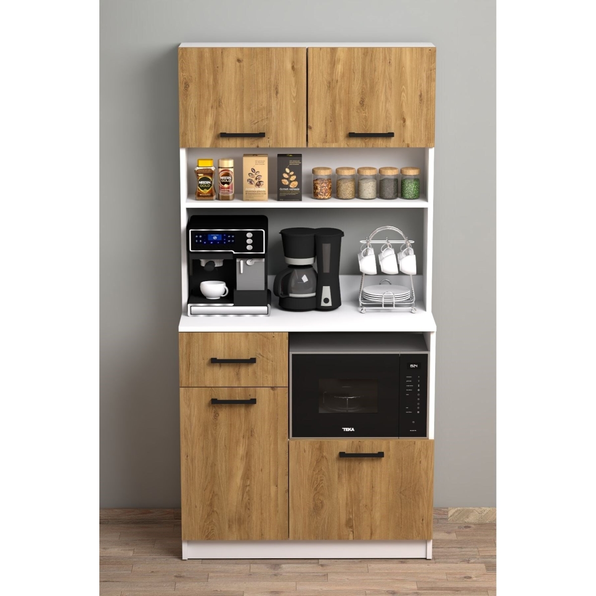 Moonlife Mobilya Kahve Köşesi Dolabı Beyaz - Görsel 8