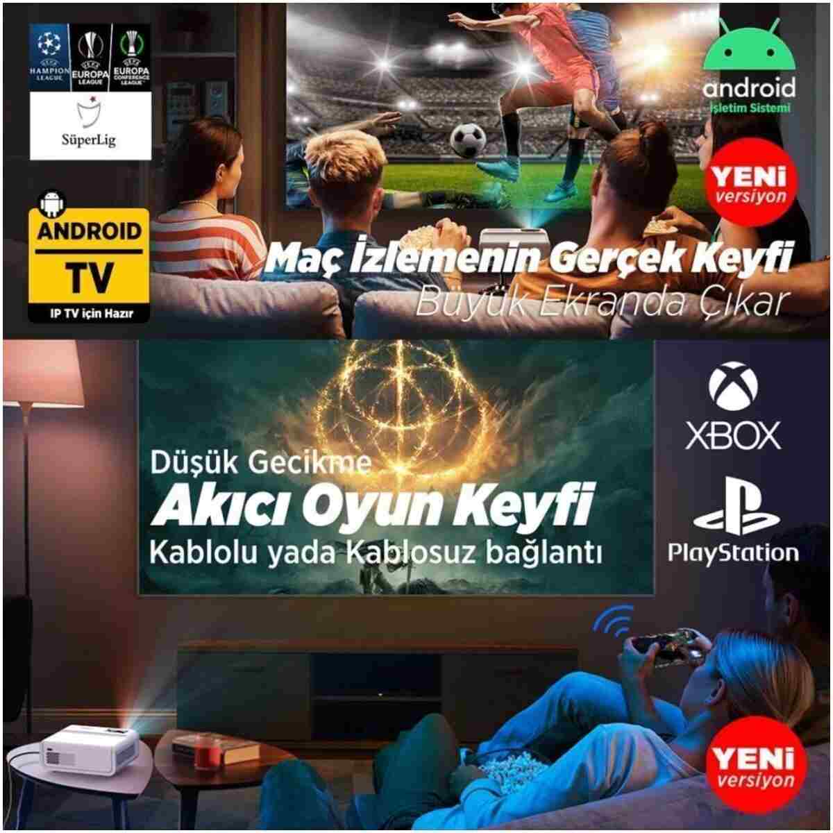 Vankyo Sunspark 500w Android Tv 1080p Destekli Projeksiyon Cihazı 5g Wi-fi 5.1 Bluetooth 240 Inç Yansıtma - Görsel 7