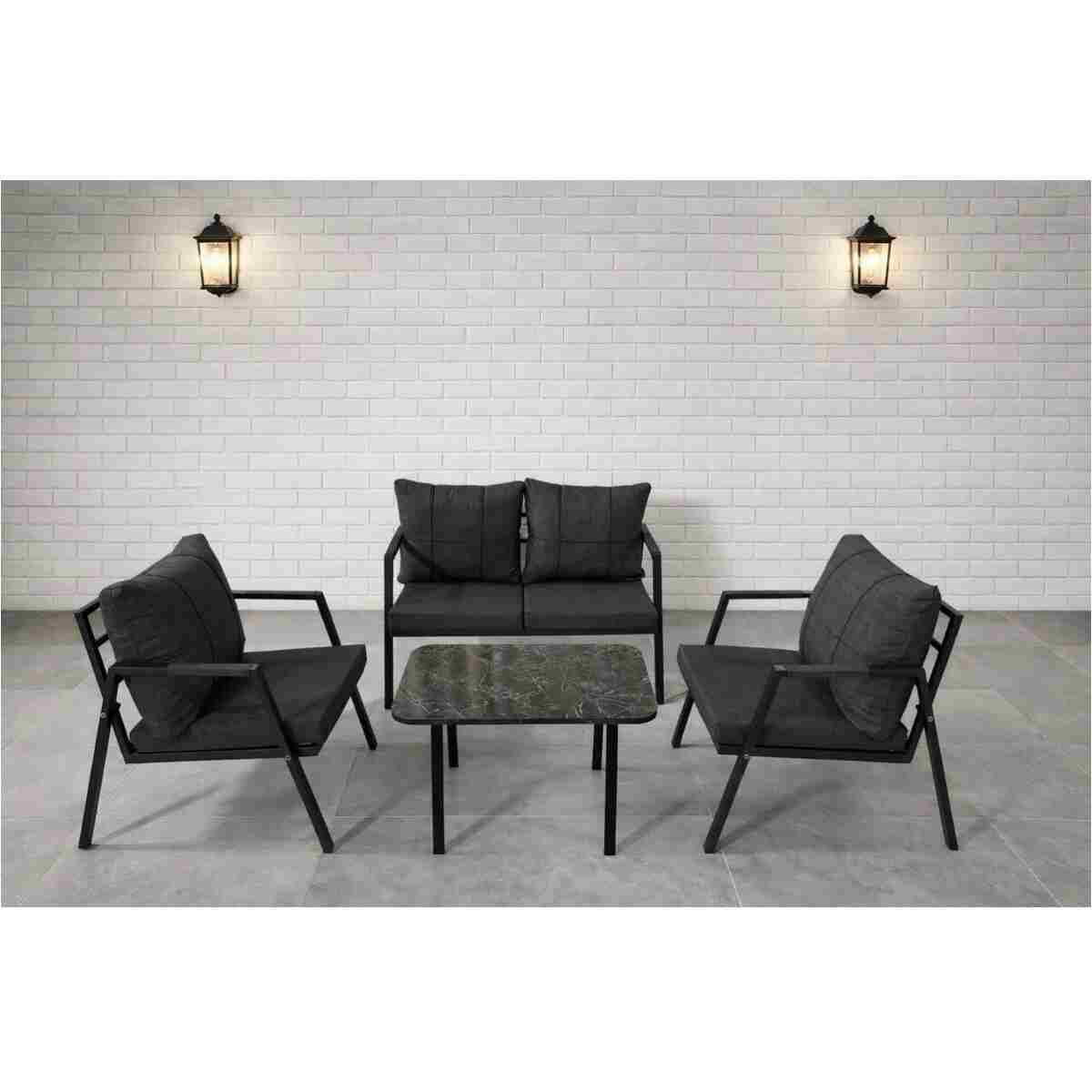 MB GARDEN FURNITURE DREAM Balkon, Bahçe Takımı, Cafe, Metal Kanepe, Koltuk Takımı, Bahçe Mobilyası, 2+1+1 sehpalı - Görsel 7
