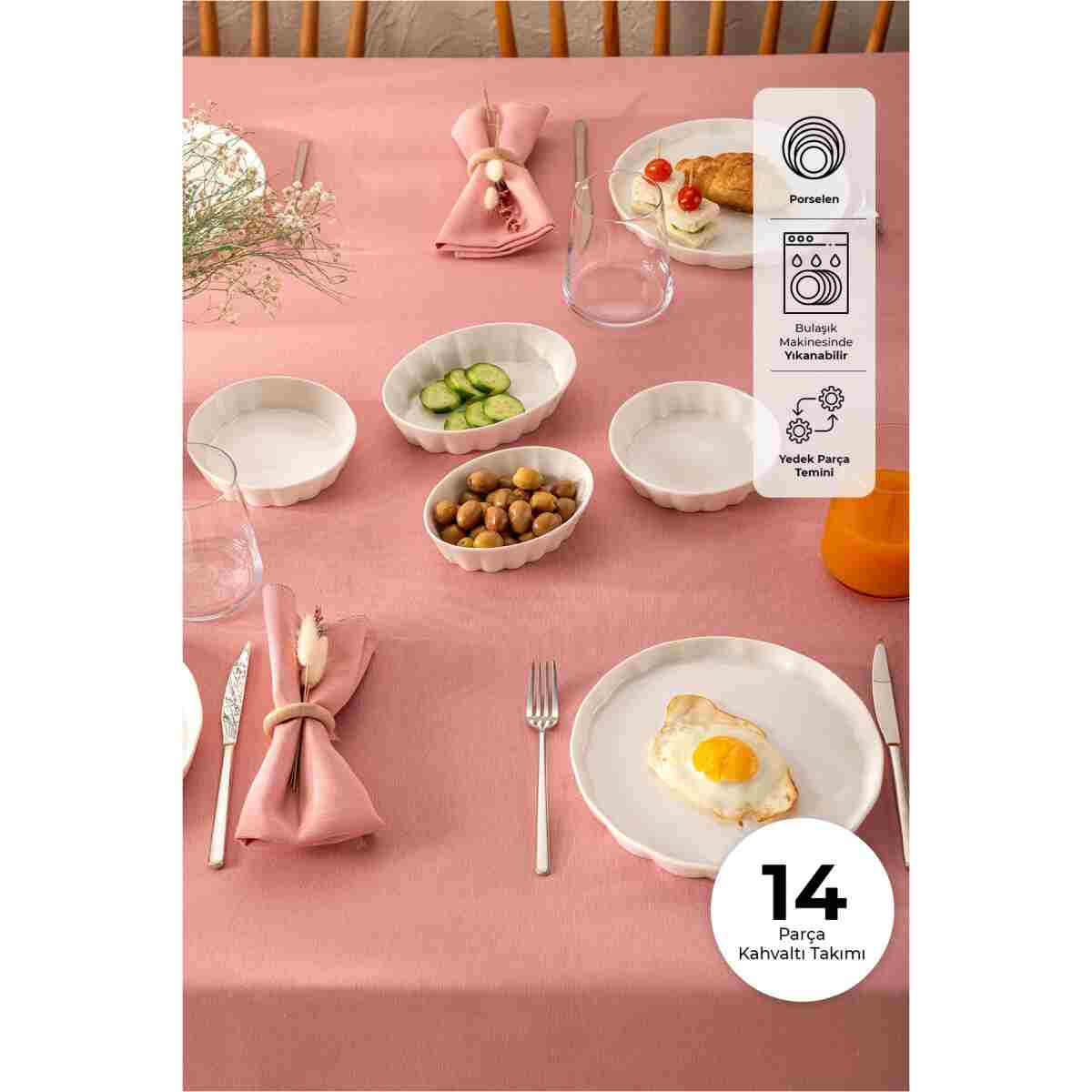Emsan Cozy 14 Parça 6 Kişilik Kahvaltı Takımı Pembe - Görsel 12