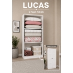 midoser Lucas 2 Kapılı Yüklük, Yorgan, Yastık Dolabı - Mat Beyaz 1600-80, 190 cm
