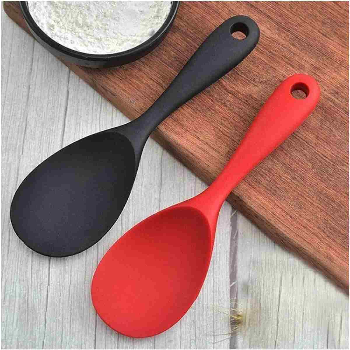BRE HOME 22 cm ultra sert uçlu silikon pilav kaşığı yüksek ısıya dayanıklı Yanmaz Yapışmaz - Görsel 8
