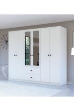 Metalia Gm 036 Lüx 6 Kapı 2 Çekmeceli Düğme Kulplu Aynalı Gardırop - Görsel 2