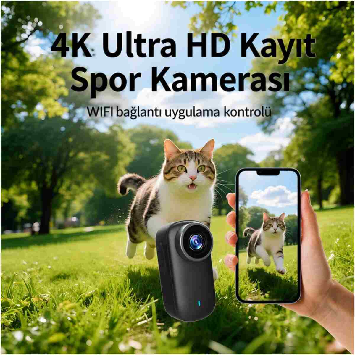 maetheus M11 Mini 4K Ultra HD WiFi Aksiyon Kamerası Geniş Açılı 1.5'' Ekranlı Manyetik Spor Kamerası - Görsel 4