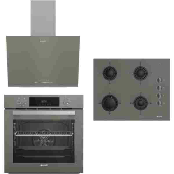 Arçelik Yeni Gri Üçlü Buhar Destekli Cam Ankastre Set (AFC 341 G ADE 606-4G OCD T 651 EG)