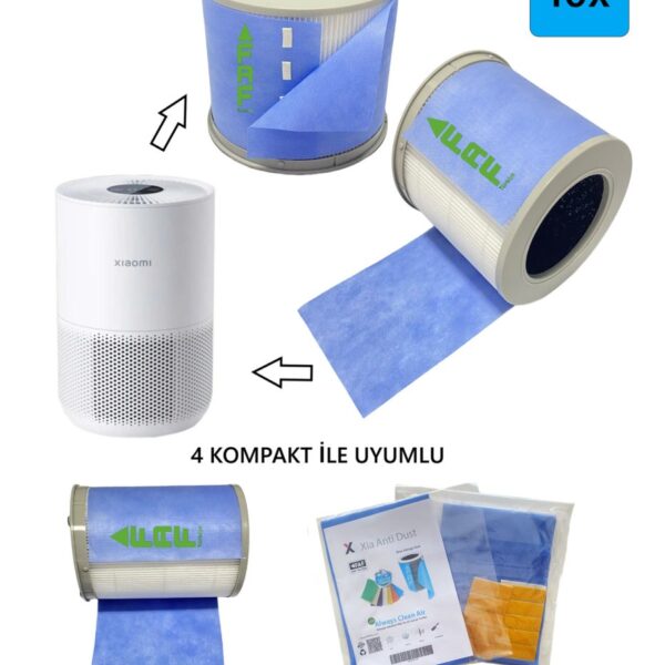 FAF FİLTRE Xiaomi Smart Air Purifier 4 Kompakt ile Uyumlu Toz Tutucu Ön Filtre 10 adet