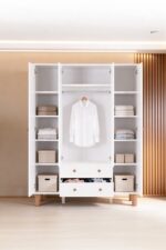 Kilim Mobilya Bohera Bohem Dört Kapaklı Dolap (MDF kapaklı, yüksek ayaklı, iki çekmeceli , 200cm yükseklikte) - Görsel 9