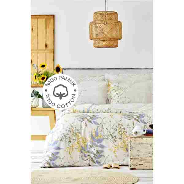 Karaca Home Clarinda Hardal %100 Pamuk Çift Kişilik Lastik Çarşaflı Nevresim Takımı