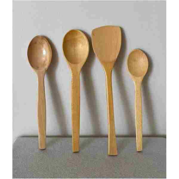 UNDERGROUND TRADE 4'lü ''bambu'' Yemek Gereçleri - 4 Boy Bambu Kaşık - Tahta Kaşık.(23 Cm.-28 Cm.-32cm.)