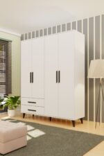 Metalia Gm 070-a Novado Siyah Kulplu Ayaklı Gardırop - Görsel 2