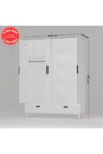 İMBAŞ İnci 4 Kapaklı 2 Çekmeceli Gardırop Beyaz %100 MDF - Görsel 4