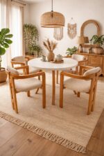 weltwood 4 Kişilik Butterfly Yemek Masası ve 4 İskandinav Sandalye | 103 cm Çap MDF Masa Tablası | %100 Ham Kayın Ağacından Malzeme - Görsel 10