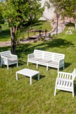 Modalife Silva 3-1-1-s Minderli Bahçe Takımı Balkon, Bahçe, Teras Mobilyası, 5li Bahçe Oturma Grubu Cappucino - Görsel 5