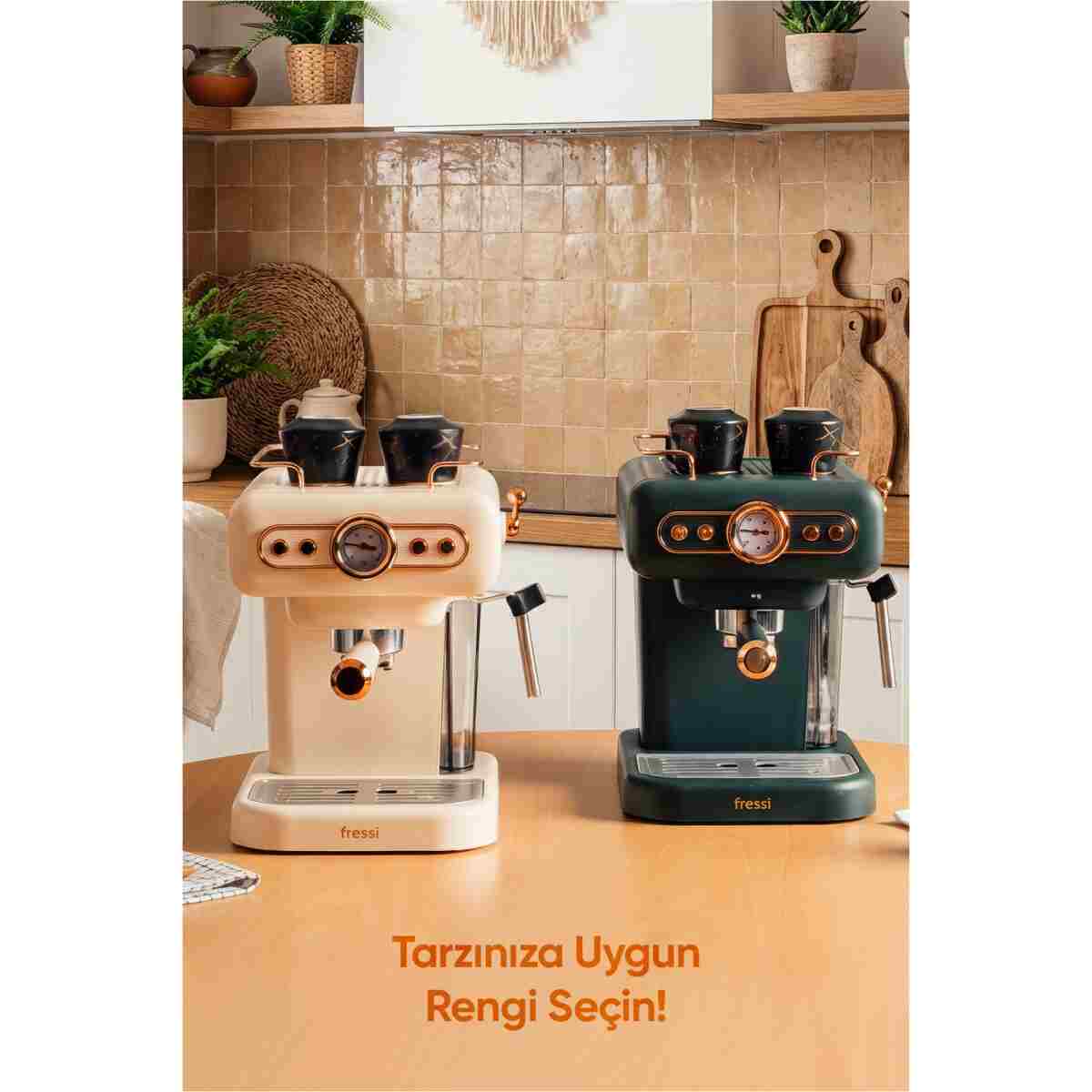Fressi Espresso Latte Cappuccino Kahve Makinesi Süt Köpürtücülü 20bar Basınçlı 1,2lt Em-01 Ristretto - Görsel 14