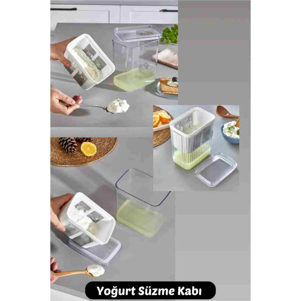 Comprox 2 Adet 2200ml Yoğurt Süzme Aparatı Evde Süzme Aparatı Peynir Yapmak Artık Kolay - Görsel 6