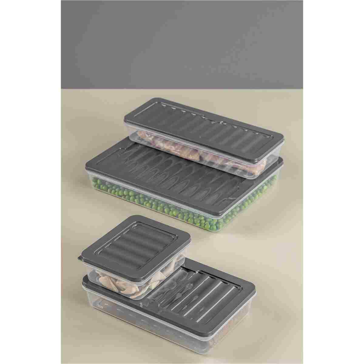 Meleni Home 8'li Saklama Kabı , Mikrodalga Uyumlu Erzak Saklama Kabı Antrasit 4x2400 Ml- 4x1170 ml - Görsel 5