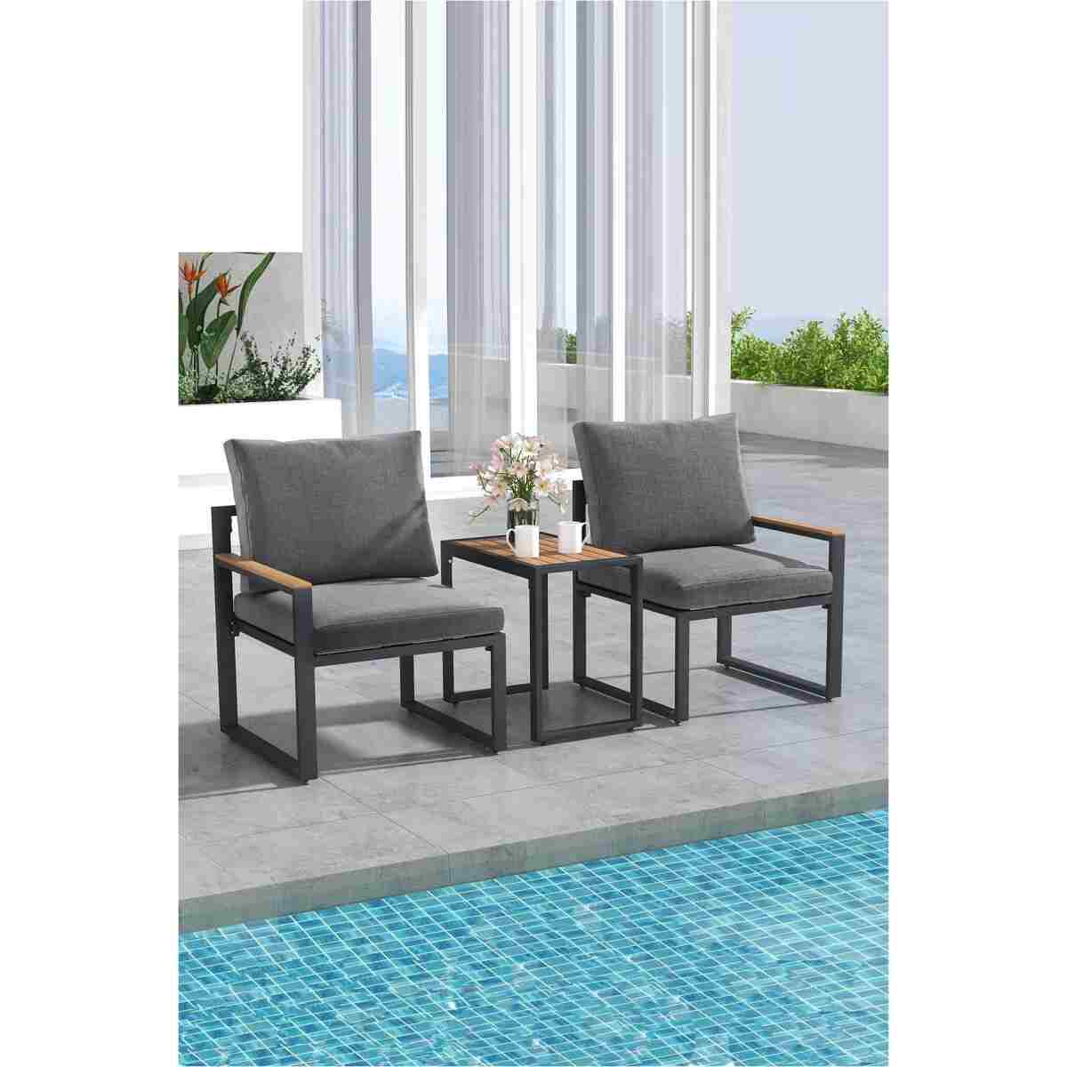 Kagu 5 Parça Metal Çerçeve Outdoor Multilounge Bahçe Balkon Mobilya,Uzanma - Görsel 4