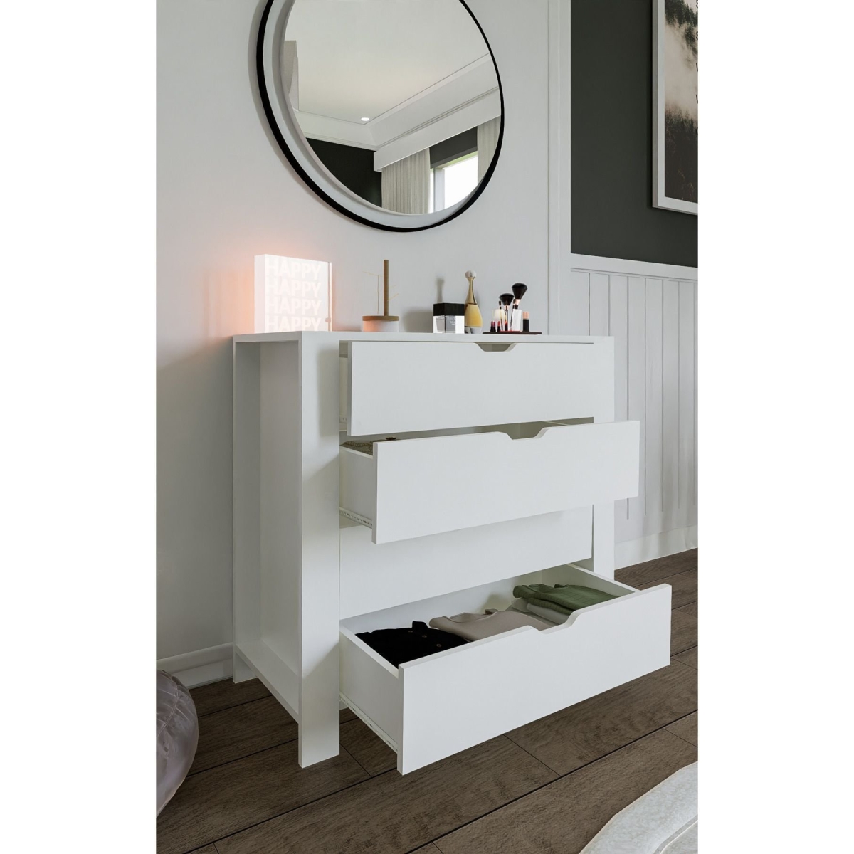 midoser Duru Beyaz 4 Çekmeceli Şifonyer Yatak Odası Bebek Odası Beyaz 90 X 85 Cm - Görsel 5