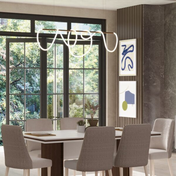 Modalife Linen 6 Sandalye 1 Sabit 180x100 cm Masa Yemek Masası Takımı 6 Kişilik - Vizon&Krem