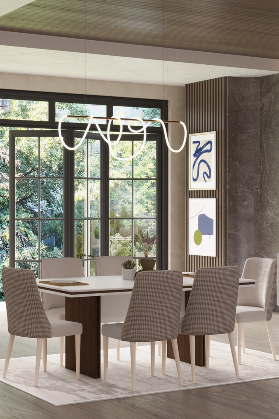 04b6c2d12b008c1774abea8e0f24a890 Modalife Linen 6 Sandalye 1 Sabit 180x100 cm Masa Yemek Masası Takımı 6 Kişilik - Vizon&Krem - Görsel 1