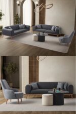 EDSY HOME Rebul 3+3+1 Koltuk Takımı Bej Renk - Görsel 12