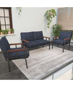 Mygusi " Modern'' Serisi Balkon, Bahçe, Cafe - Metal Kanepe Koltuk Takımı - 2 1 1 - Sehpalı Koyu Gri - Görsel 13