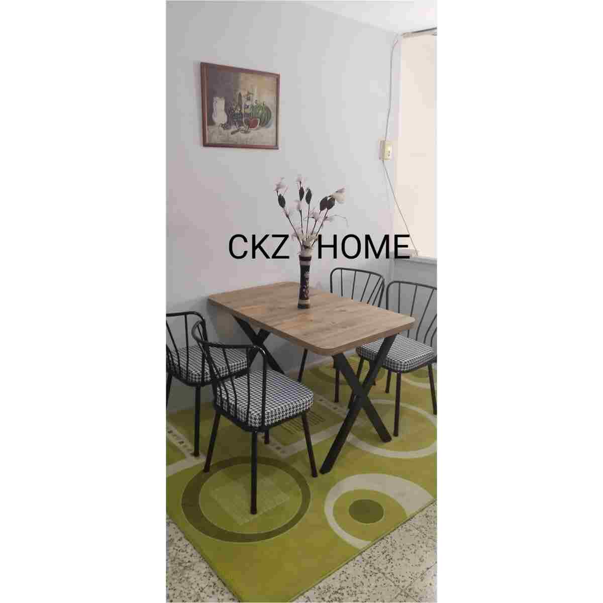 CKZ X AYAKLI MASA TAKIMI 4 DESTEKLİ AY SANDALYELİ - Görsel 3
