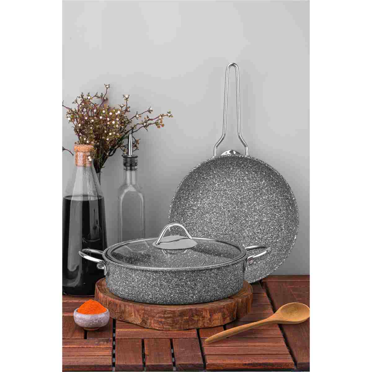Taç Ultra Classic 3 Parça Granit Tencere & Tava Seti Gri - Görsel 2