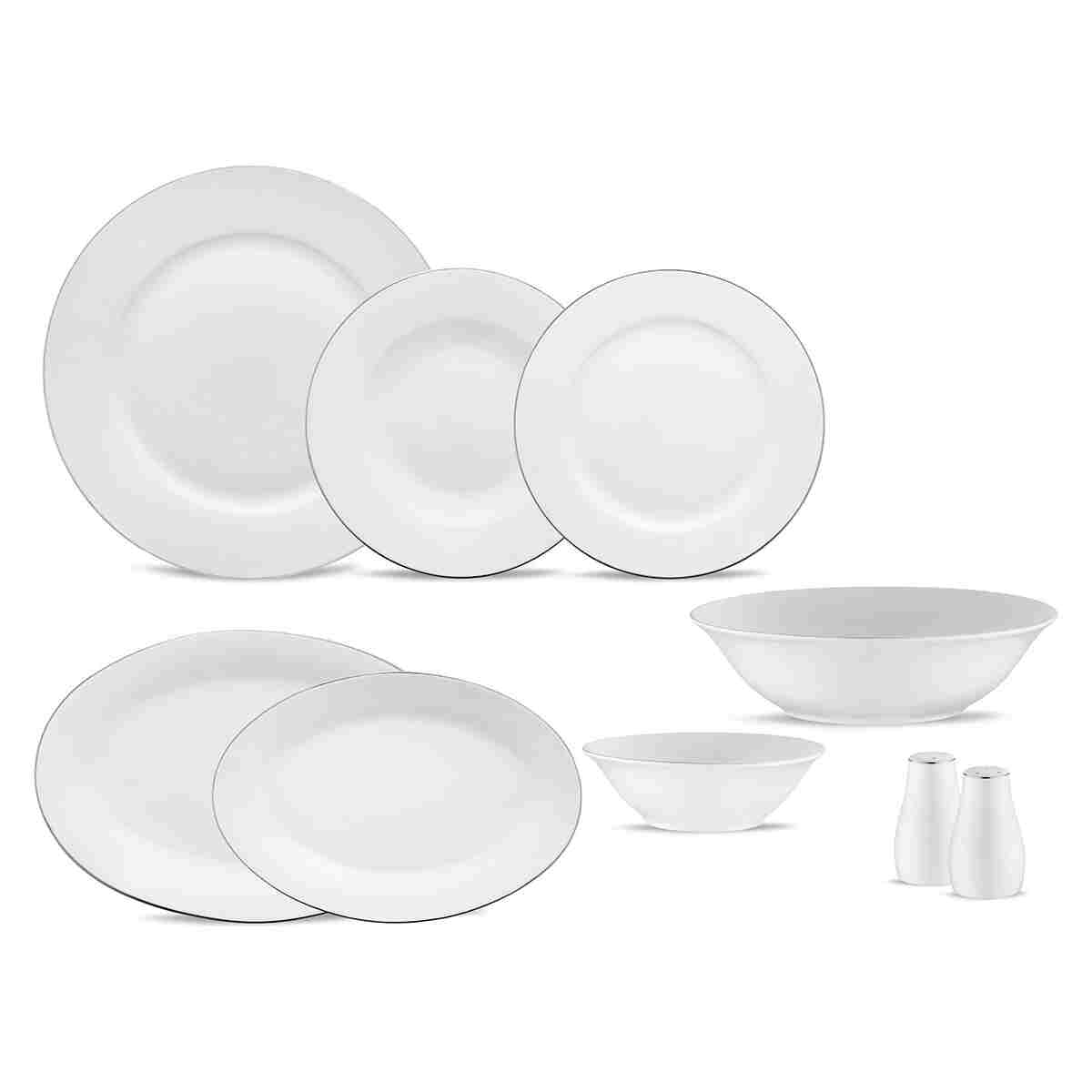 Emsan New Bone Frezya 56 Parça 12 Kişilik Yuvarlak Yemek Takımı Platin - Görsel 9