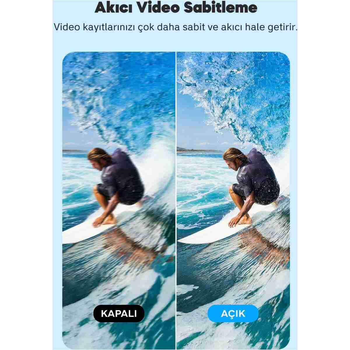 AKASO V50X 4K/30FPS 20MP Wi-Fi Aksiyon Kamera ve Aksesuar Seti, Su Geçirmez Kılıf, App Kontrollü - Görsel 11