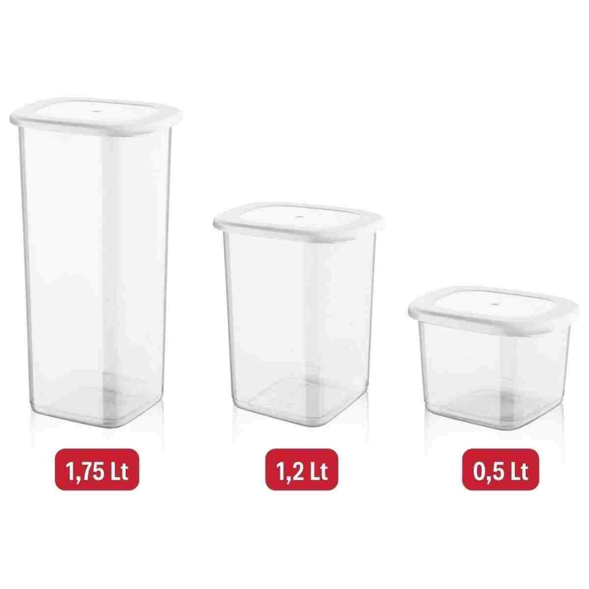 Nandy Home 24'li Set Etiketli, Kırılmaz Kare Erzak Saklama Kabı Beyaz X8 1,75 Lt/1,2 Lt/0,5 Lt - Görsel 10