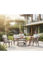 Tu Tienda KARTEPE ALÜMİNYUM 2 1 1 SEHPA(60*90) RATTAN BAHÇE BALKON TAKIMI,ANTRASİT RATTAN/GRİ KUMAŞ - Görsel 11