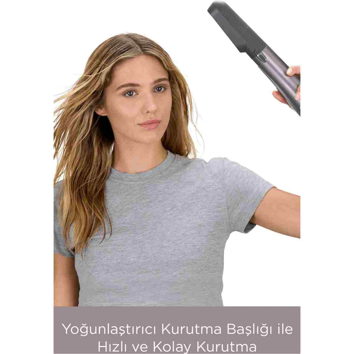 BABYLİSS Air Styler 1000W 200 Derece İyon Etkili 4 Başlıklı Hava Üflemeli Saç Şekillendirici Seti Gri AS136E - Görsel 8