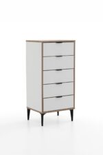 SARMOBİ Arden 5 Çekmeceli Şifonyer/Çamaşırlık 50x105x40 cm Beyaz – Modern Tasarım - Görsel 3