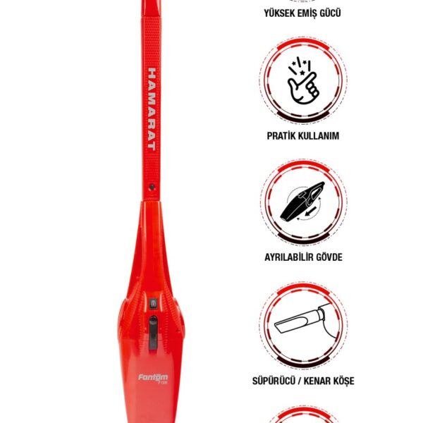 Fantom Hamarat P1500 Toz Torbasız Dikey Elektrikli Süpürge Kırmızı