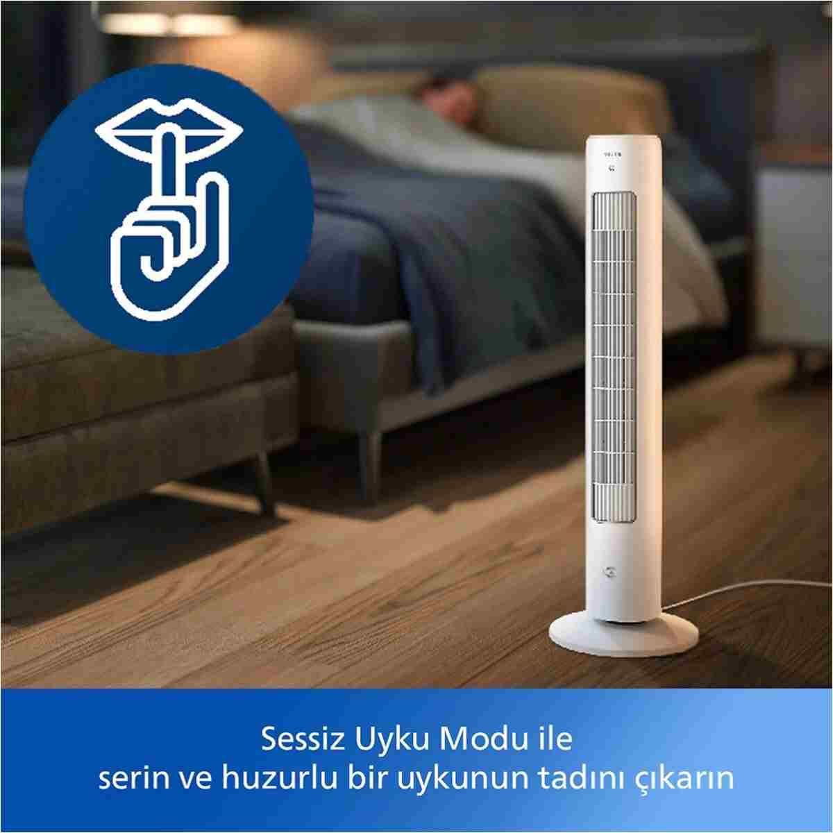Philips CX5535/00 5000 Serisi Kule Tipi Vantilatör, Uzaktan Kumanda, Aroma Difüzyonu, 40 W, 28 dB, 2230 m3/sa - Görsel 6