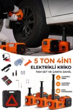 EZERE Areks Car Pro 180W 5 Ton Çok Fonksiyonlu Elektrikli Hidrolik Kriko Lift Kaldırma / Kompresör / Bijon Sökme / LED Işık - Görsel 15