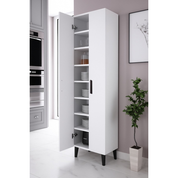 Alesta Life 2 Kapaklı 8 Raflı Mutfak Dolabı Banyo Dolabı Çok Amaçlı Dolap Beyaz