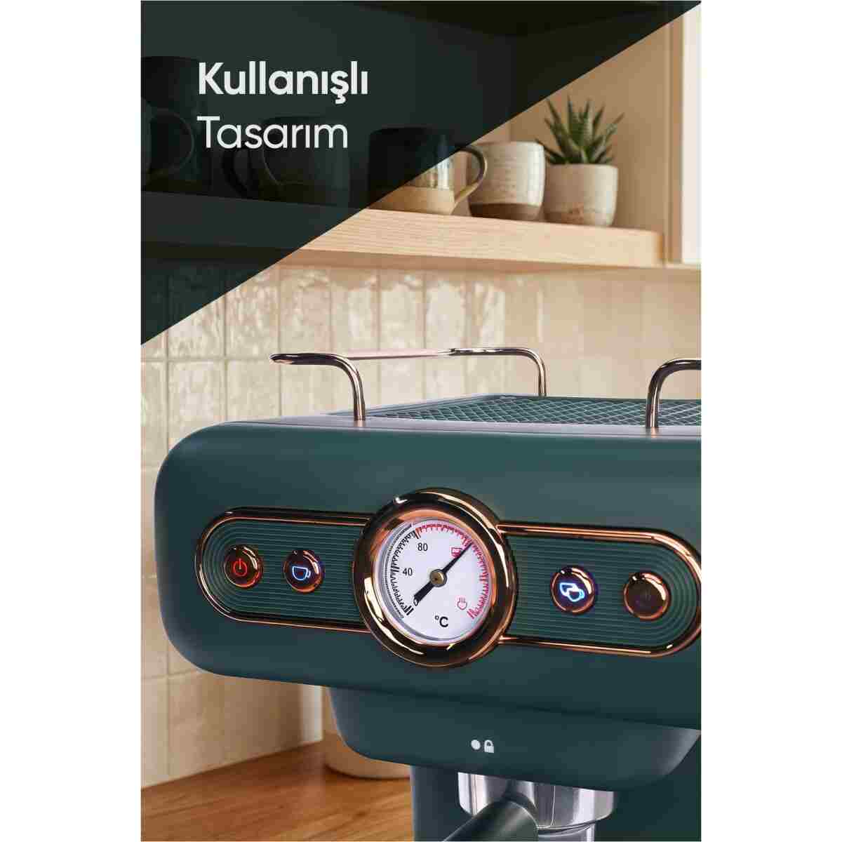 Fressi Espresso Latte Cappuccino Kahve Makinesi Süt Köpürtücülü 20bar Basınçlı 1,2lt Em-01 Ristretto - Görsel 15