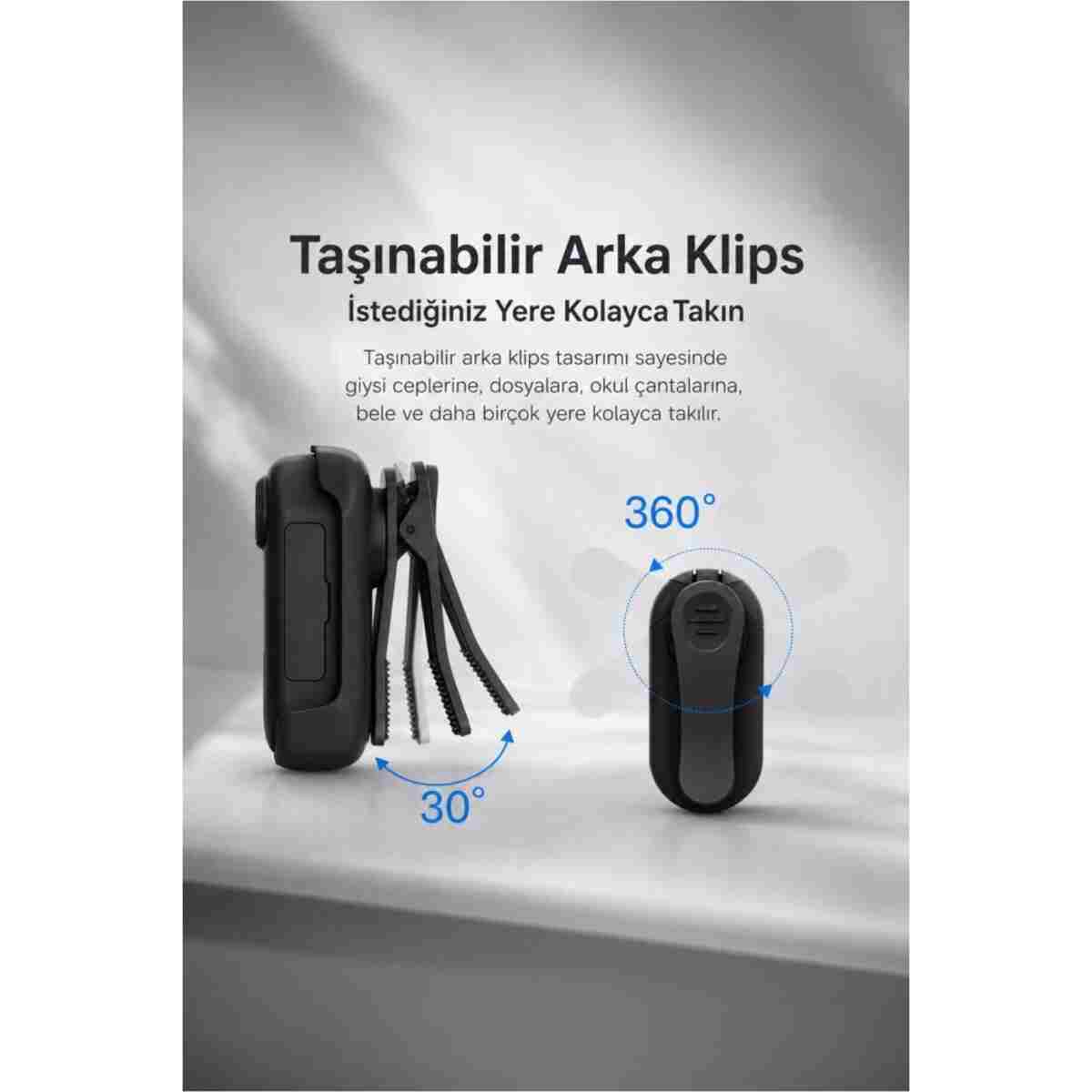 Torima Aksiyon Kamerası 1080 P Manyetik Giyilebilir Geniş Açılı Klips Tasarımlı Kamera CMR34 Siyah - Görsel 2