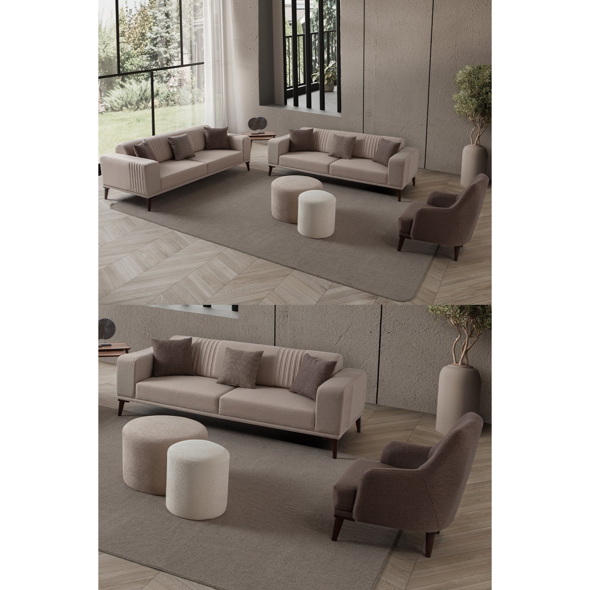 EDSY HOME Regnar 3+3+1 Koltuk Takımı Kahverengi - Görsel 9