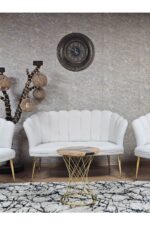 ZAFİR Papatya Çay Seti Koltuk Takımı Gold Sivriltme Ayak, Balkon, Salon, Ofis, Cafe Koltuk Takımı - Görsel 2