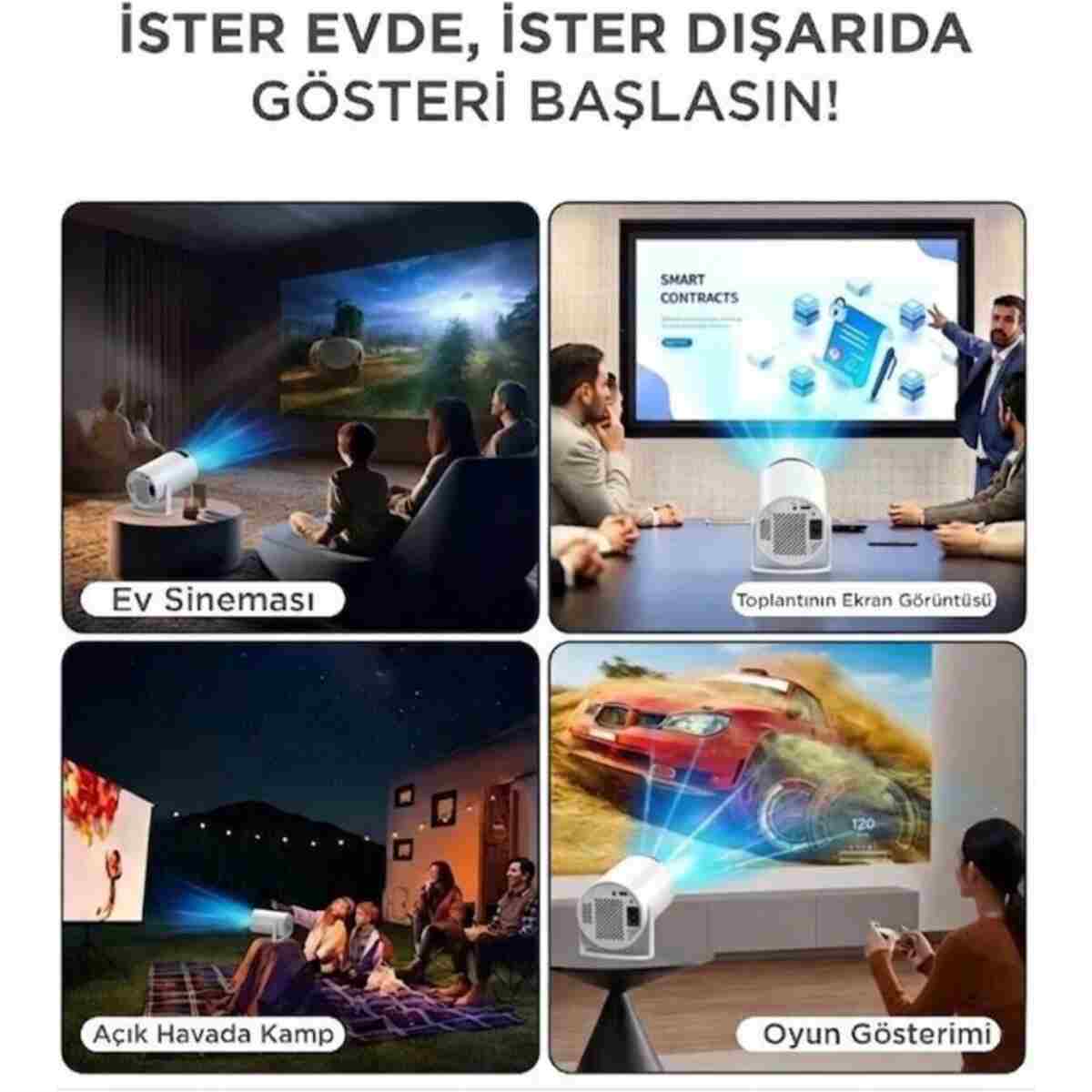 Torima Taşınabilir Projektör Ev Sineması Android 11 Bluetooth Akıllı Projeksiyon HY300T Lite - Görsel 3