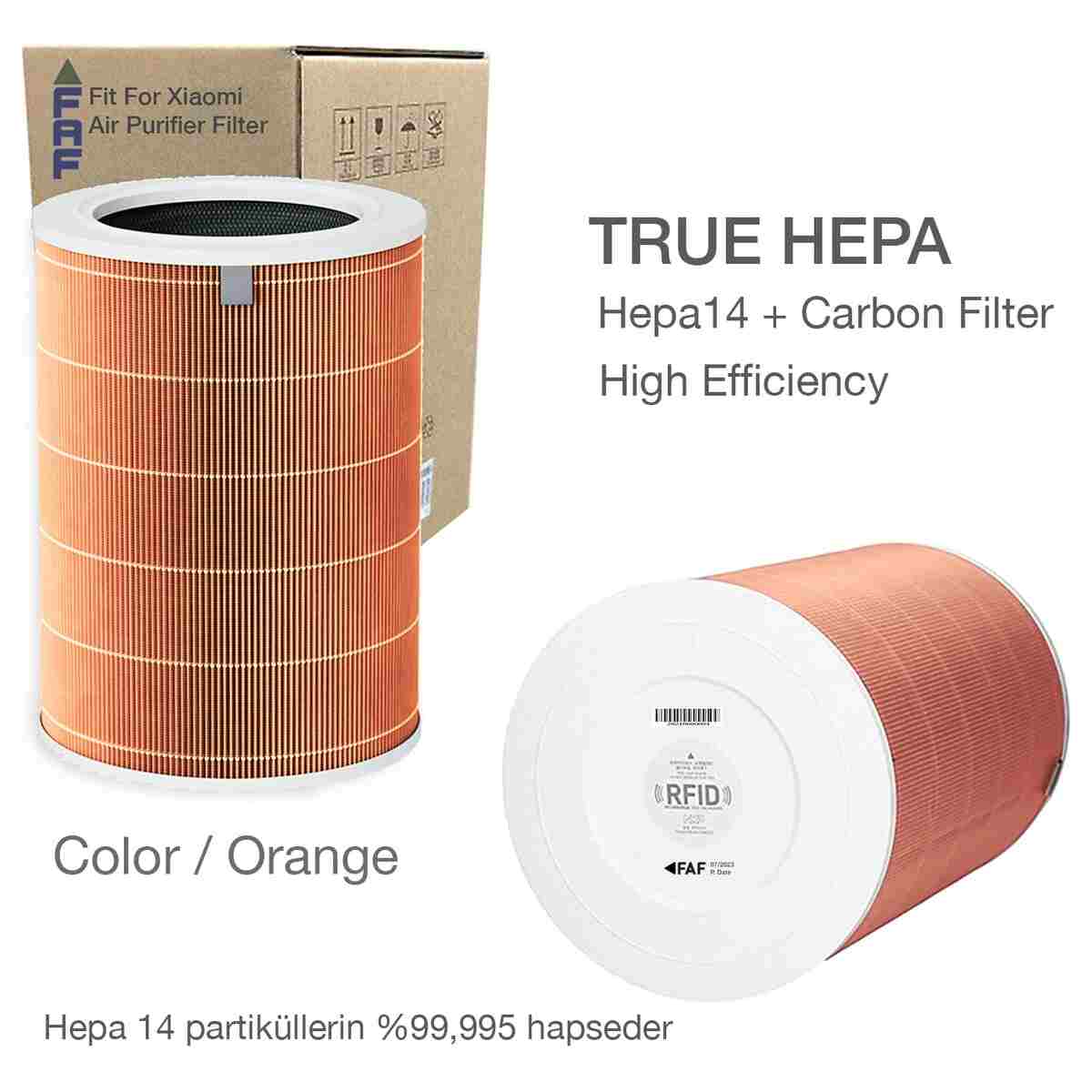 FAF FİLTRE Xiaomi Smart Air Purifier Model 4 Filtre 360 True Cam Hepa Yeni Formullü Filtre Turuncu - Görsel 2