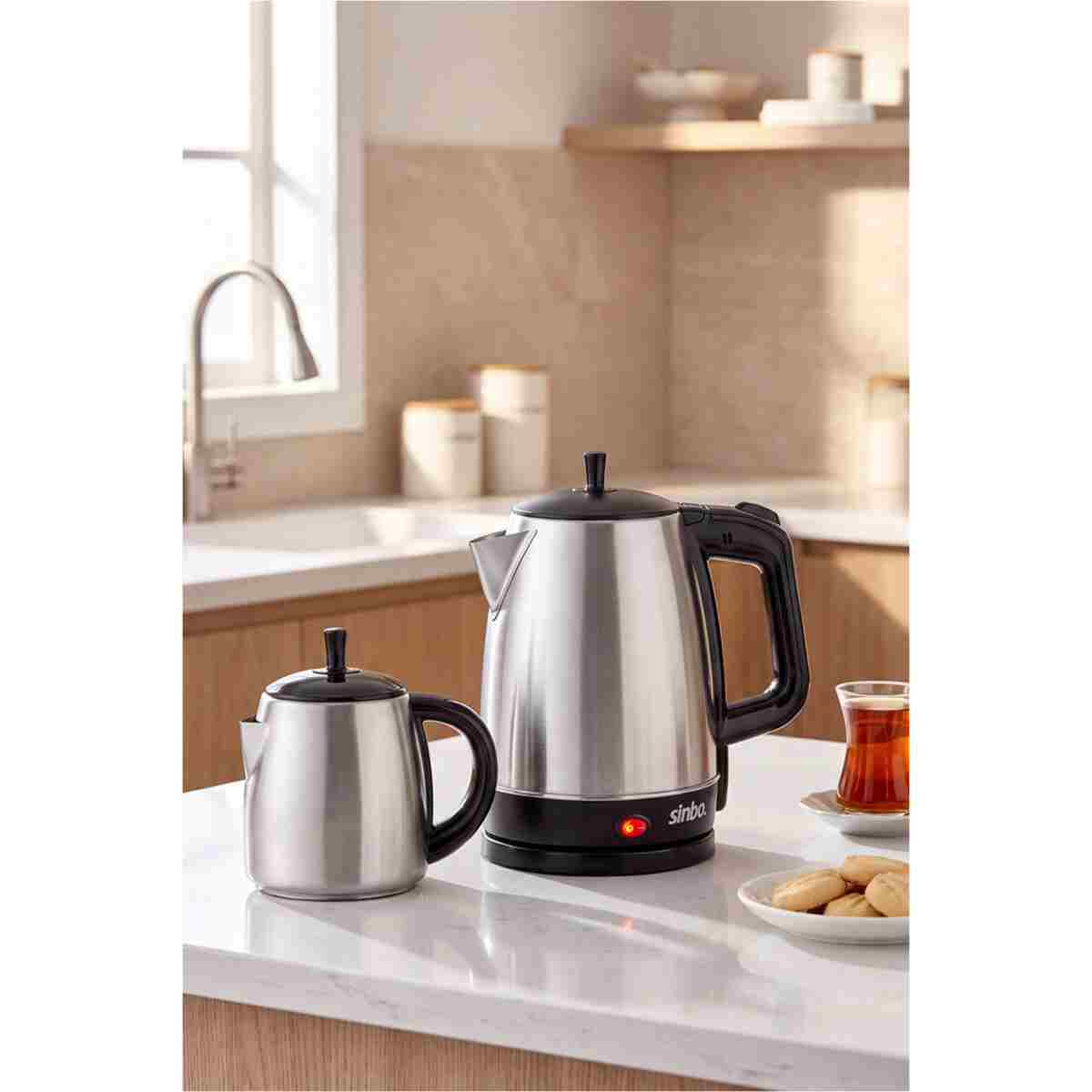 Sinbo STM-5827 2’si 1 Arada Paslanmaz Çelik Çay Makinesi ve Su Isıtıcı Kettle - Görsel 6