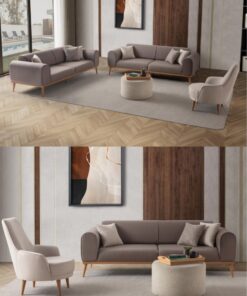 EDSY HOME Rebull 3+3+1+1 Koltuk Takımı Kahverengi + Sütlü Kahve