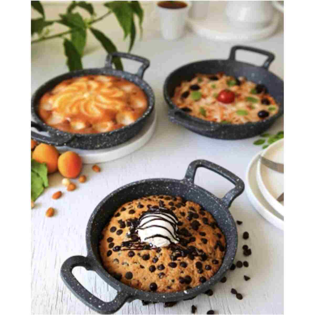 et erdemhaslon 3'lü Set Döküm Siyah Granit Sahan Tava 22cm-20cm-18cm - Görsel 2