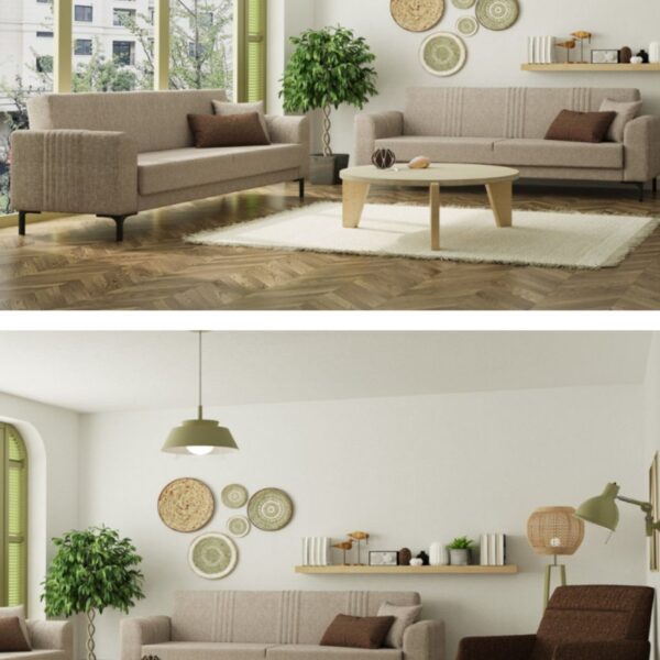 Modalife Mitra 3+3+1 Salon&oturma Odası Koltuk Takımı - Krem&Kahve